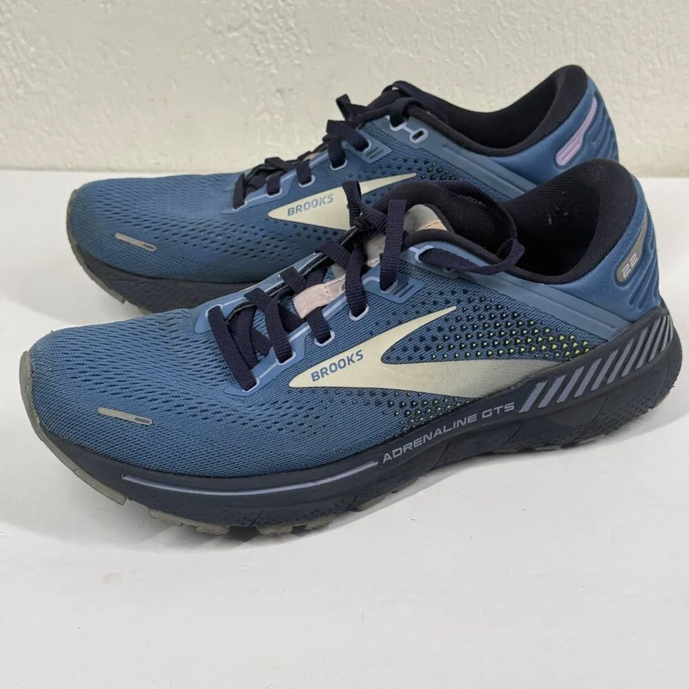 Brooks Adrenaline GTS 22 Running Shoe Mesh Blue Synthetic Size 10.5B -No Insoles - Picture 3 of 5